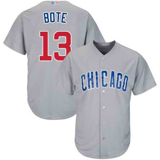 Cubs 13 David Bote Grey New Cool Base Stitched Baseball Jersey